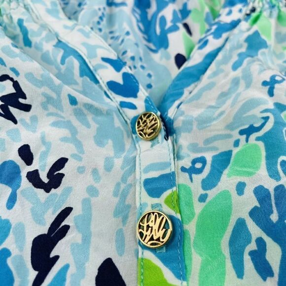 Lilly Pulitzer Elsa Top Blue Spa Let's Cha Cha - Picture 6 of 8